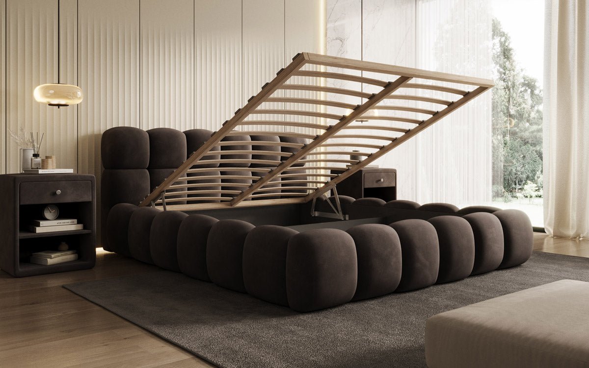 Boston Samt Designer Polsterbett mit Stauraum – Luxus & Komfort