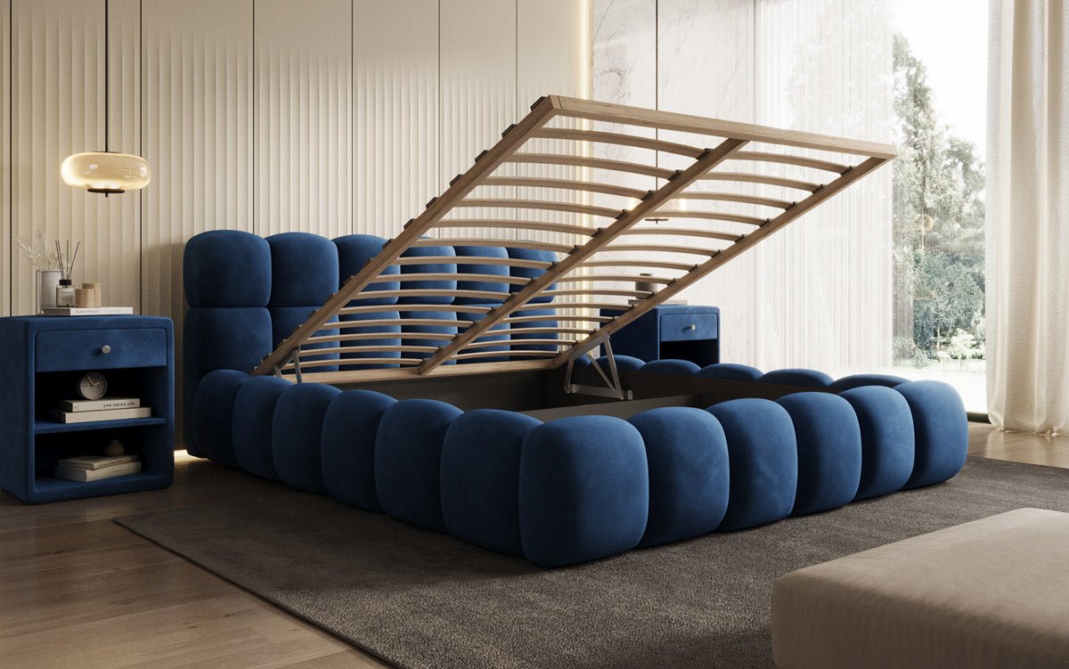 Luxuriöses Designer Polsterbett Boston: Samt, Stauraum, Komfort, Modernes Schlafzimmer