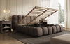 Luxuriöses Designer Polsterbett Boston mit Stoffbezug und integriertem Stauraum