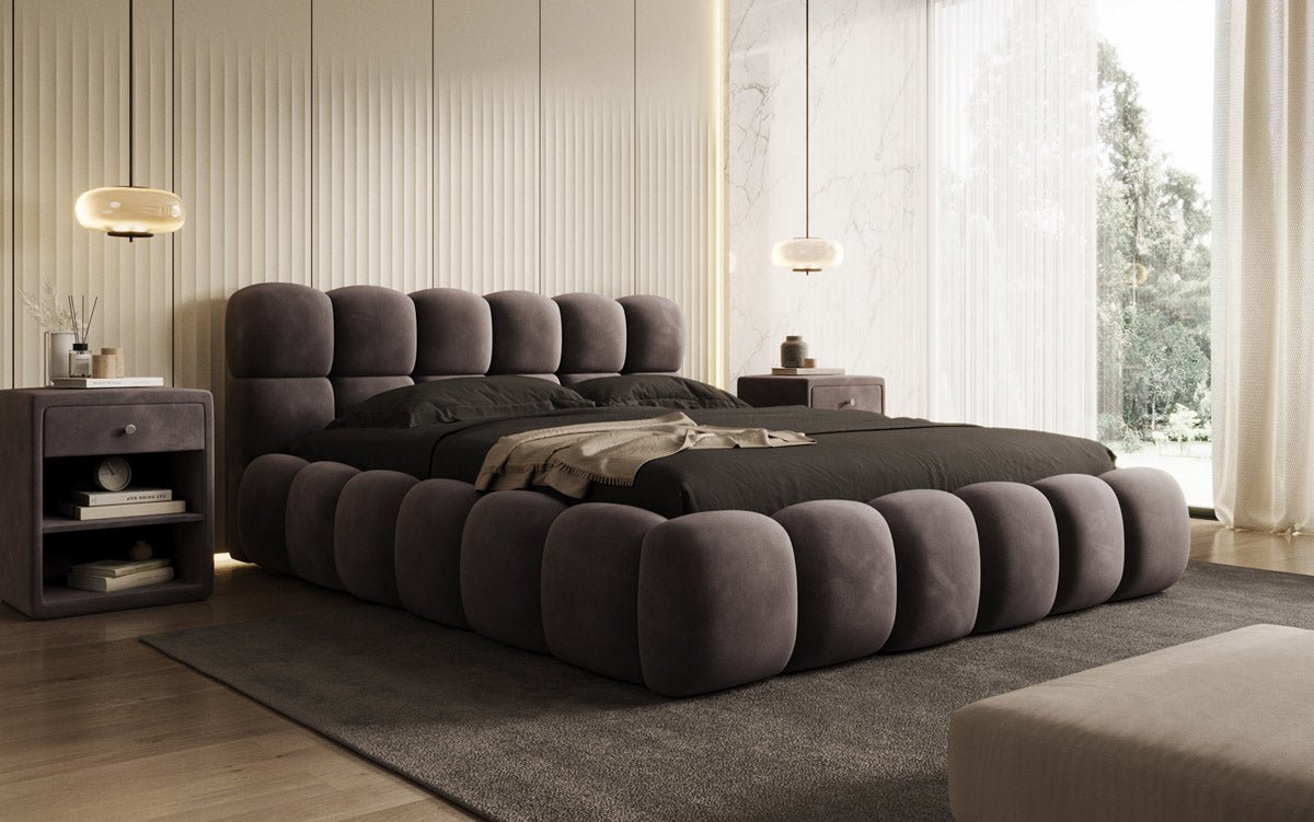 Boston Samt Designer Polsterbett mit Stauraum – Luxus & Komfort