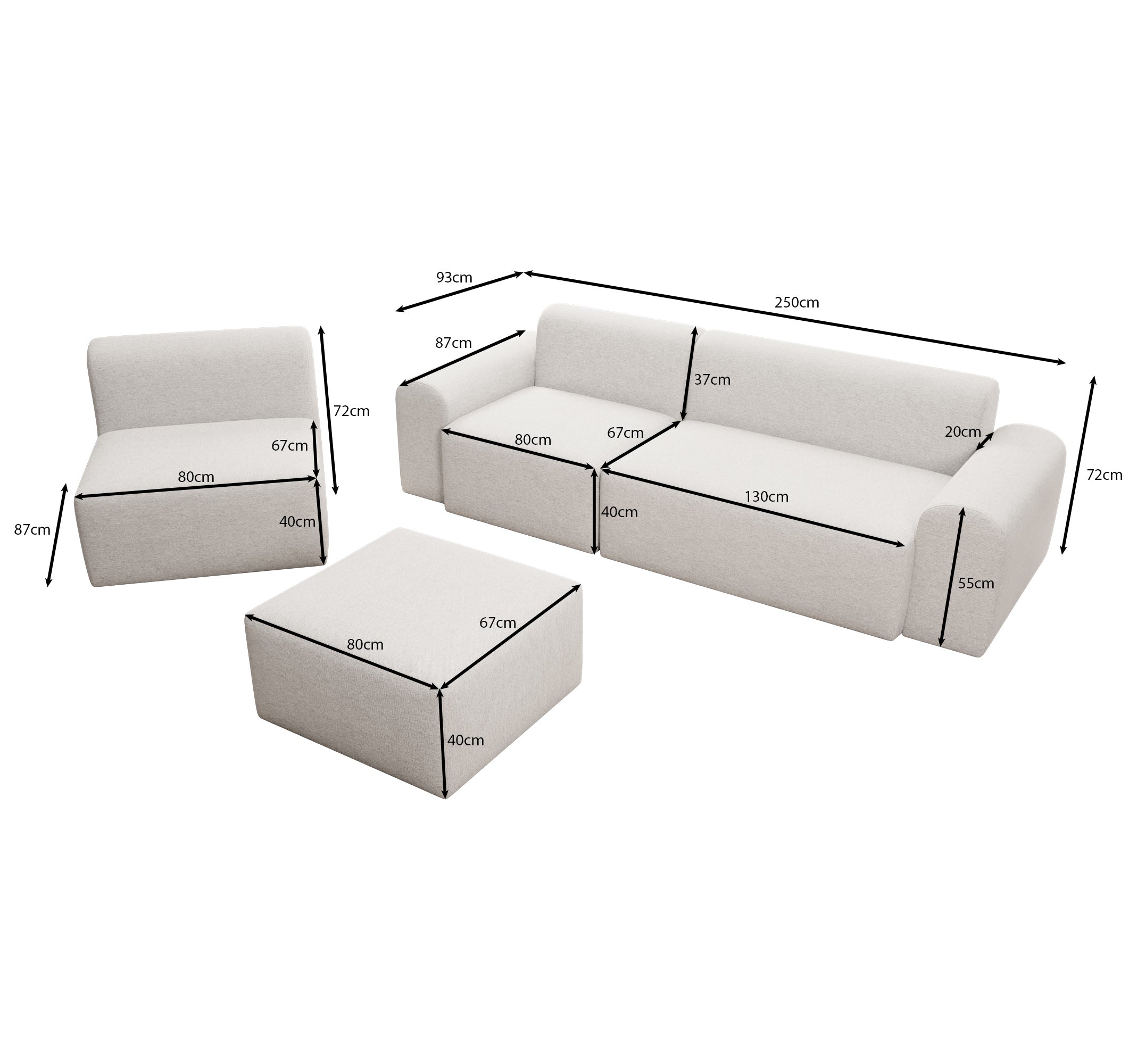 Modulares Gartensofa Relax Set Open – Luxus Lounge für Outdoor-Entspannung