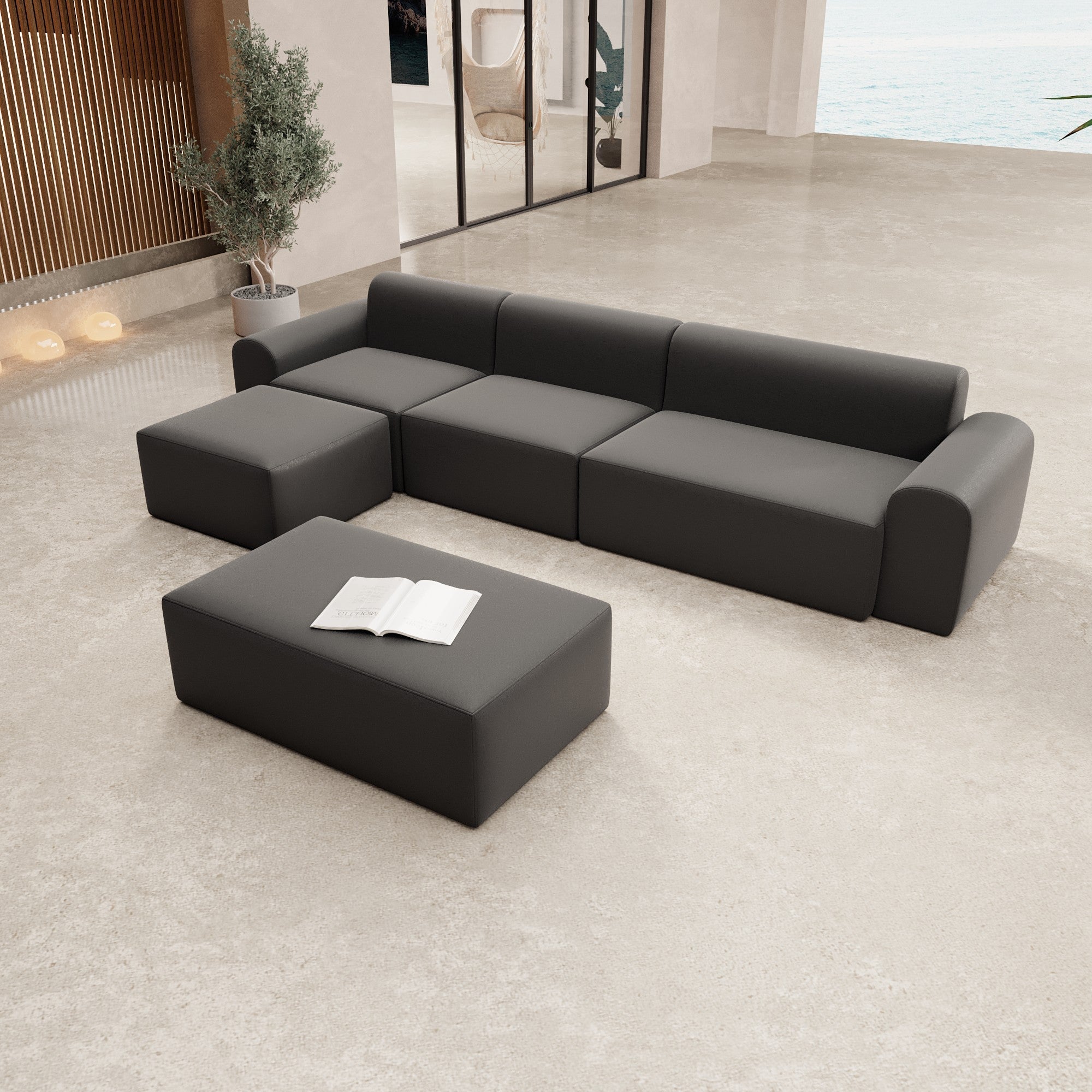 Modulares Gartensofa Relax Ecklounge – Komfortable Outdoor-Oase mit Beistellhocker