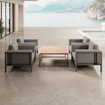 Lade das Bild in den Galerie-Viewer, Luxuriöses Euphoria Outdoor Lounge Set: 4 Aluminium Sessel &amp; Couchtisch
