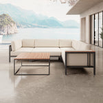 Lade das Bild in den Galerie-Viewer, Luxuriöse Garten-Ecklounge mit Tisch: Wetterfestes Aluminium, Sunbrella-Stoff, Aevora Kollektion
