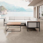 Lade das Bild in den Galerie-Viewer, Luxuriöse Garten-Ecklounge mit Tisch: Wetterfestes Aluminium, Sunbrella-Stoff, Aevora Kollektion

