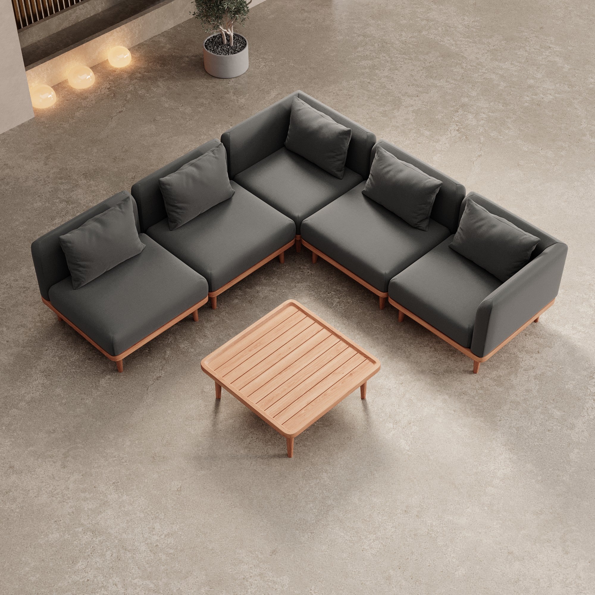 Nouri Modulare Ecksofa-Lounge-Gruppe für Outdoor Sunbrella Stoff Luxuriöse Gartenmöbel
