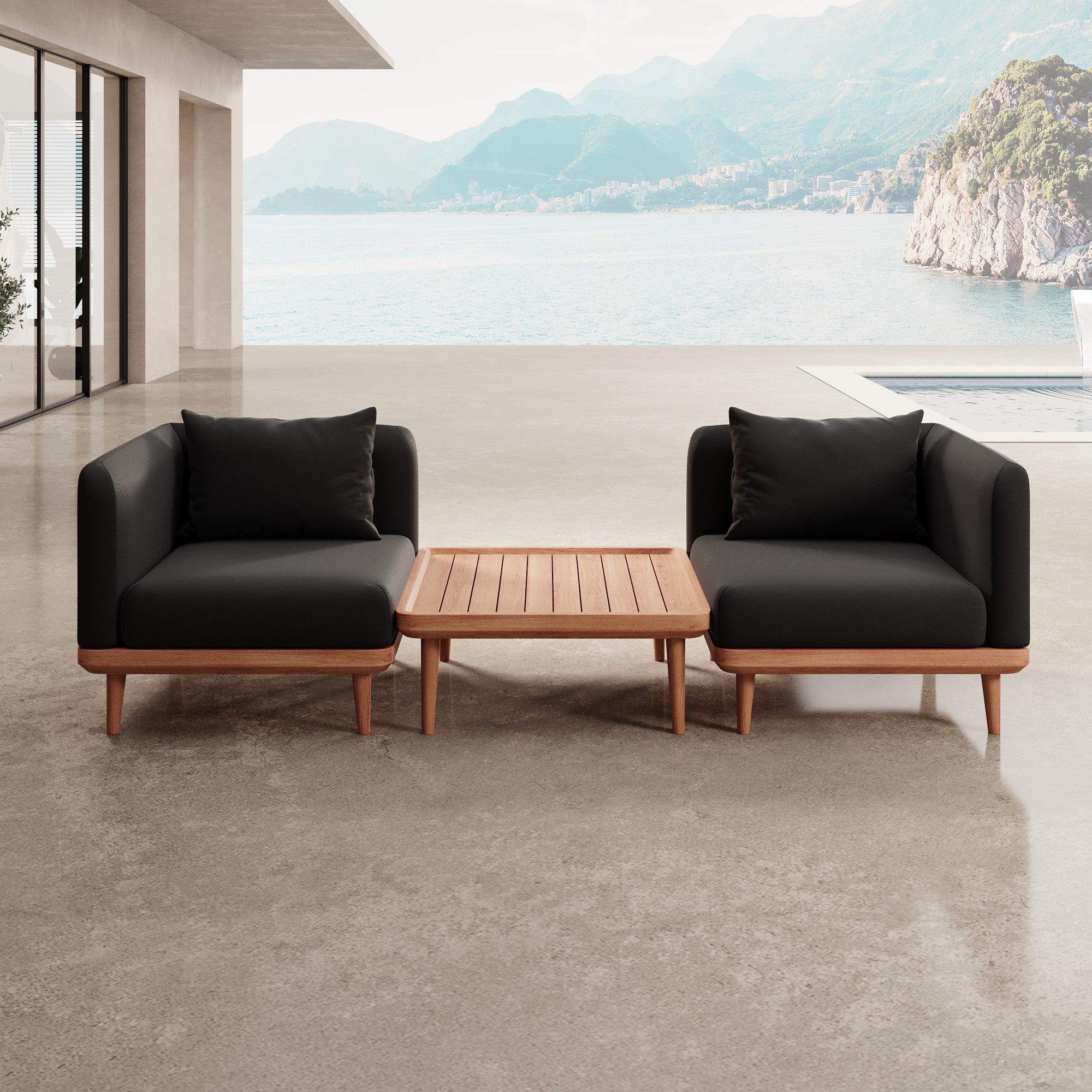 Nouri Aevora Modernes Outdoor Lounge Set mit 2 Modulen & Tisch