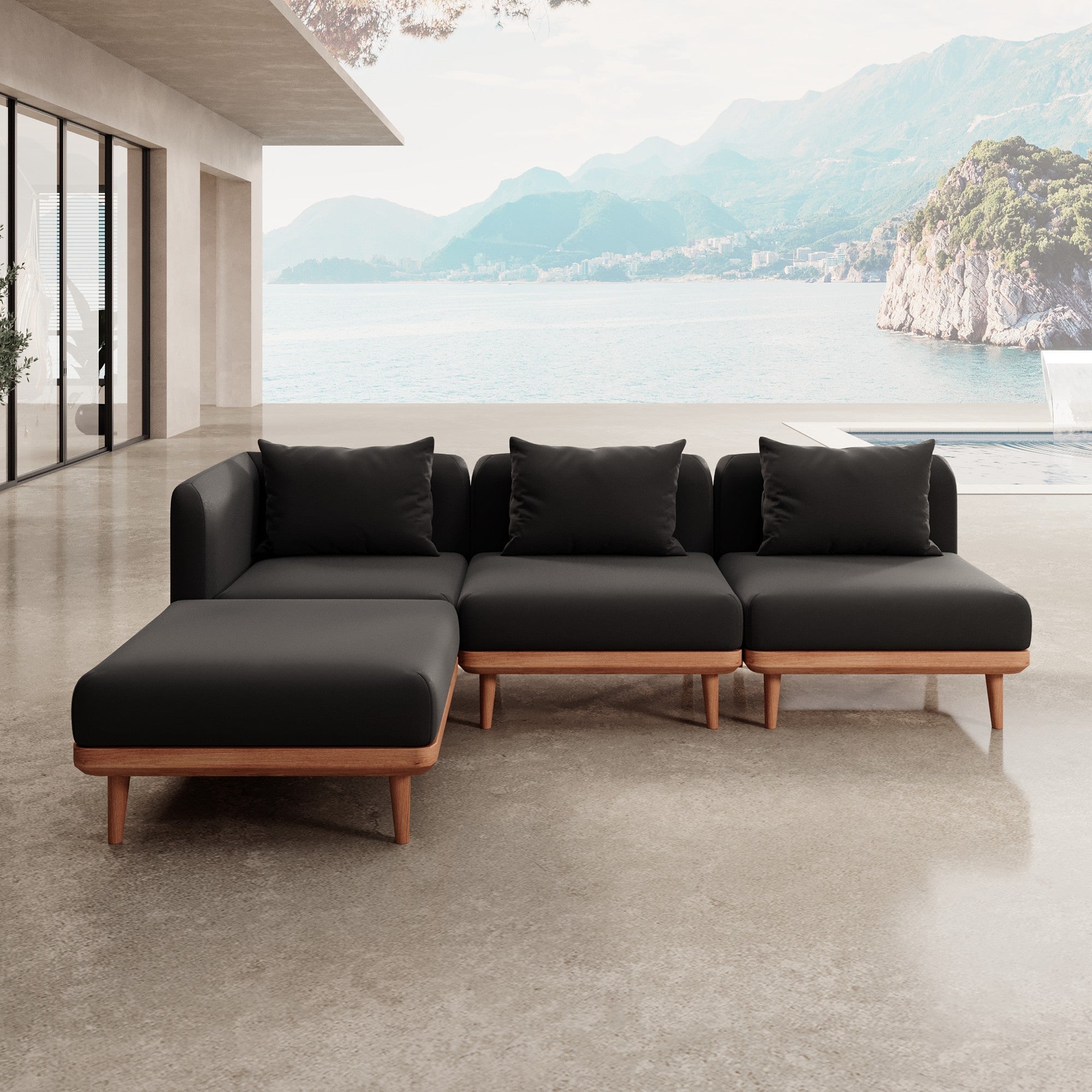 Nouri Modulares Outdoor Ecksofa V: Luxuriöses Garten Lounge Set mit Sunbrella Stoff
