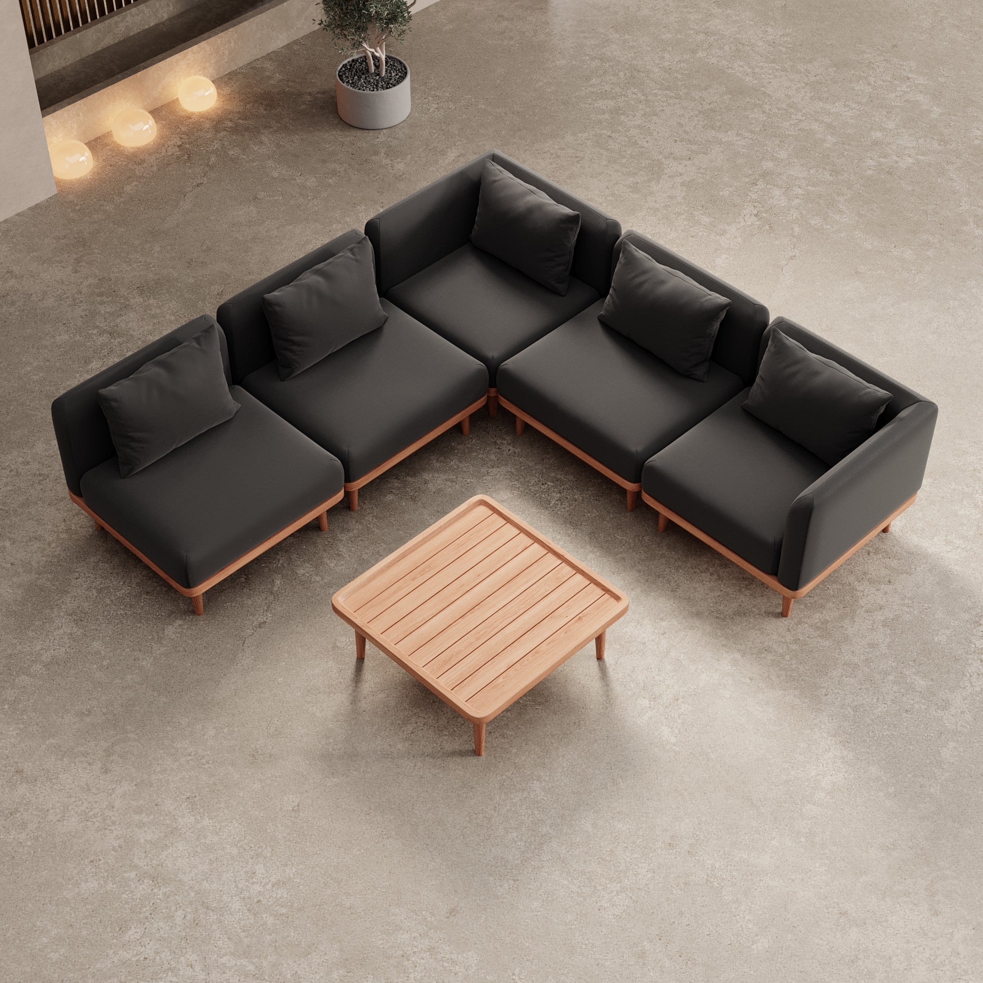 Nouri Modulare Ecksofa-Lounge-Gruppe für Outdoor Sunbrella Stoff Luxuriöse Gartenmöbel