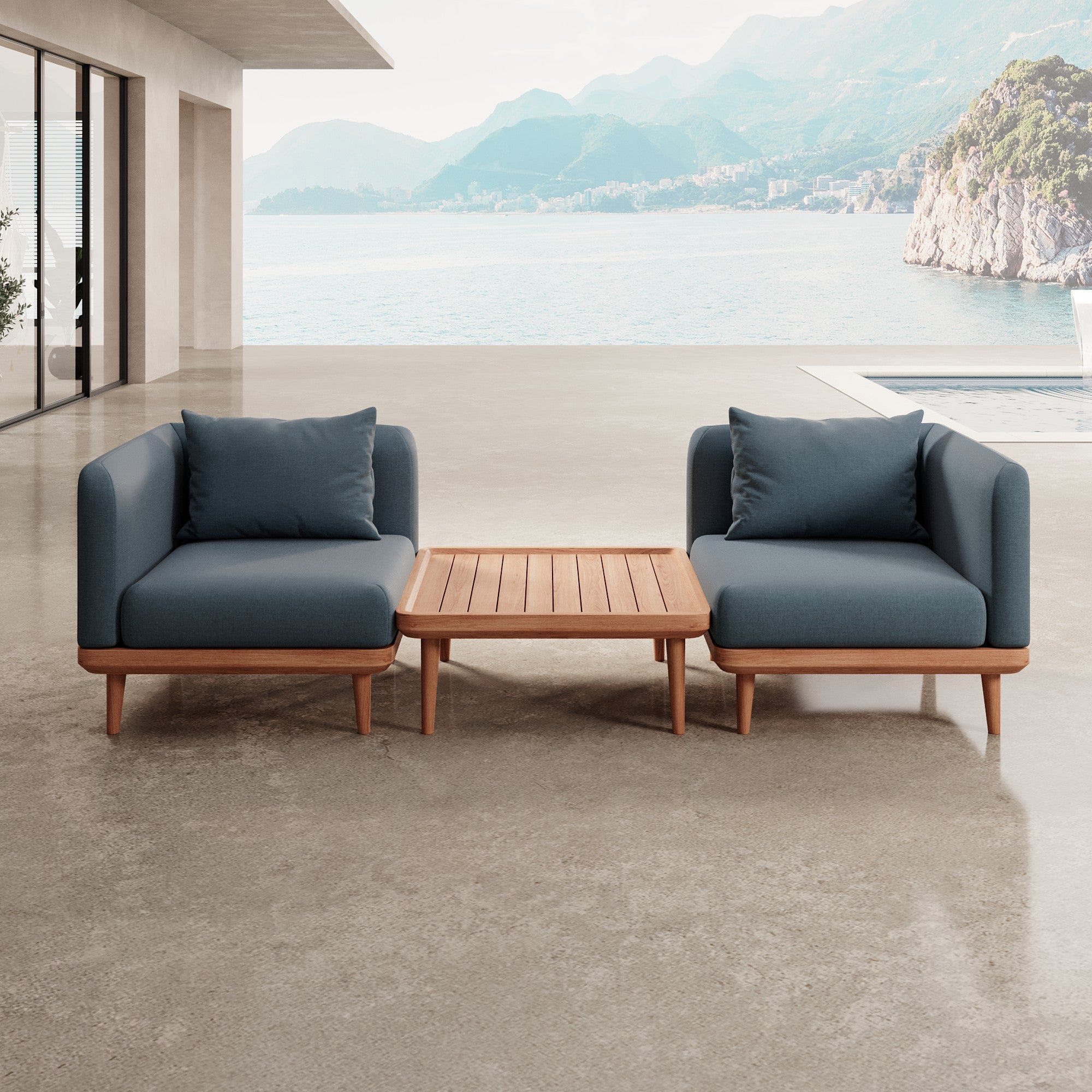 Nouri Aevora Modernes Outdoor Lounge Set mit 2 Modulen & Tisch