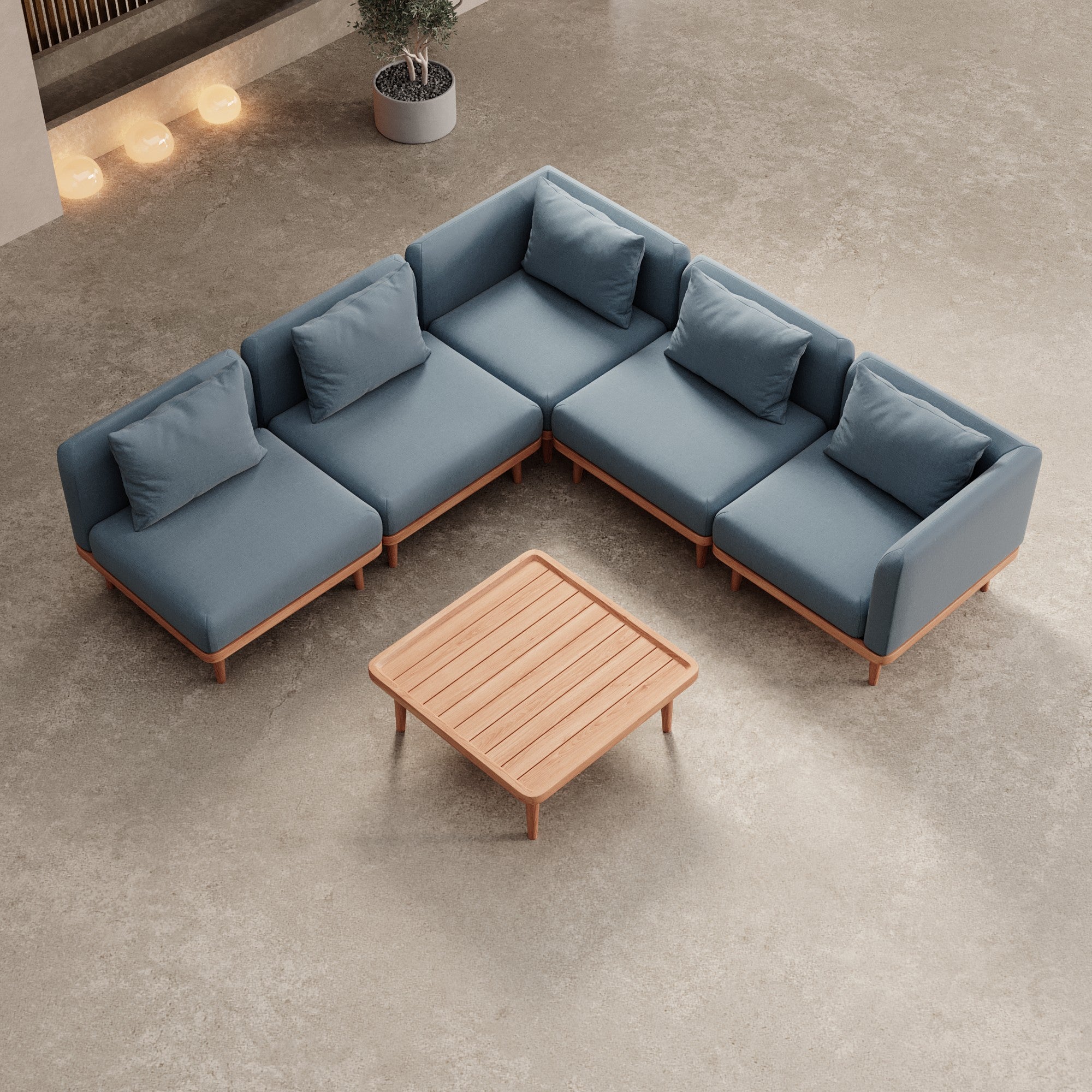 Nouri Modulare Ecksofa-Lounge-Gruppe für Outdoor Sunbrella Stoff Luxuriöse Gartenmöbel