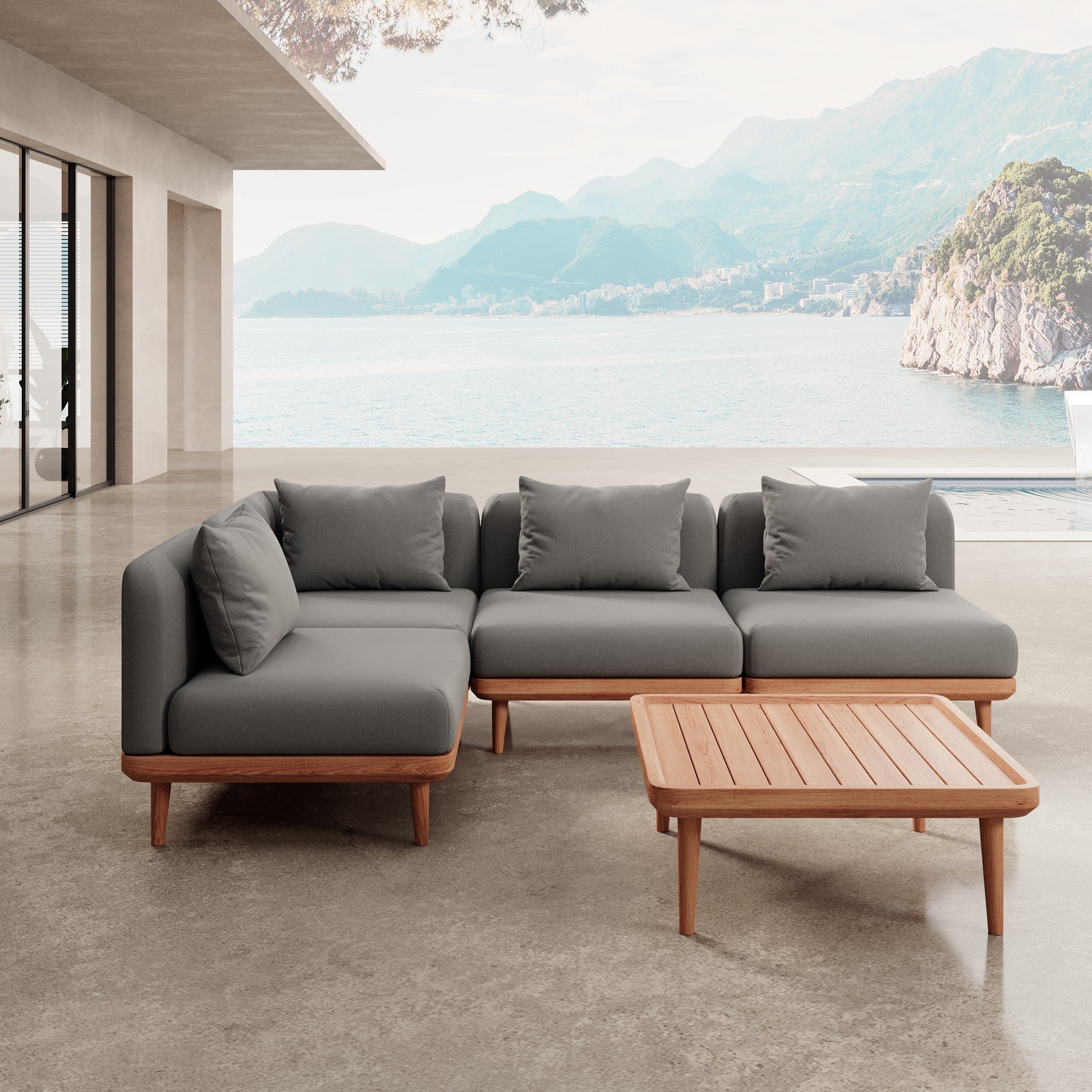 Luxuriöses Nouri Eckmodul Gartensofa – Wetterfestes Sunbrella Outdoor Lounge Set