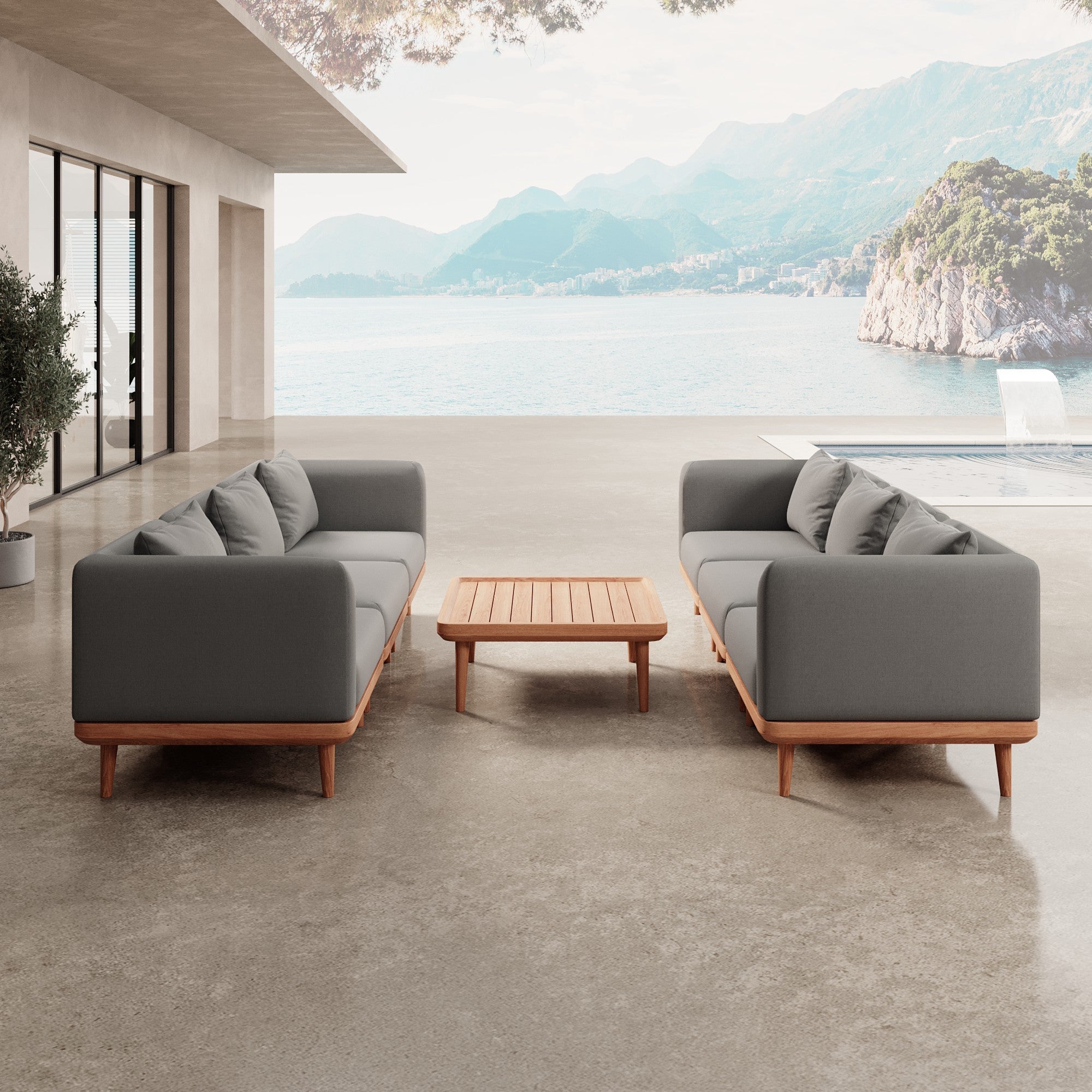 Nouri Aevora Luxus Outdoor Lounge Relaxgruppe – Modernes, Wetterfestes Gartensofa mit Sunbrella