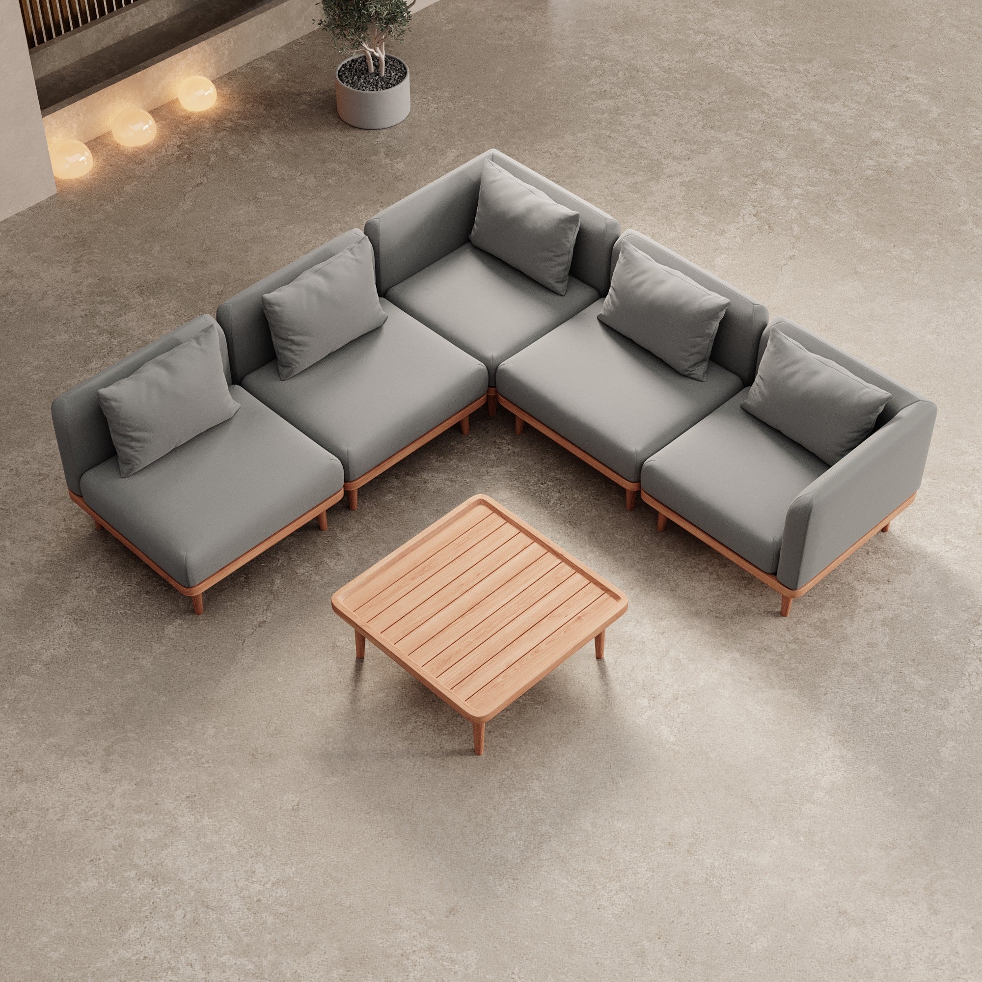 Nouri Modulare Ecksofa-Lounge-Gruppe für Outdoor Sunbrella Stoff Luxuriöse Gartenmöbel