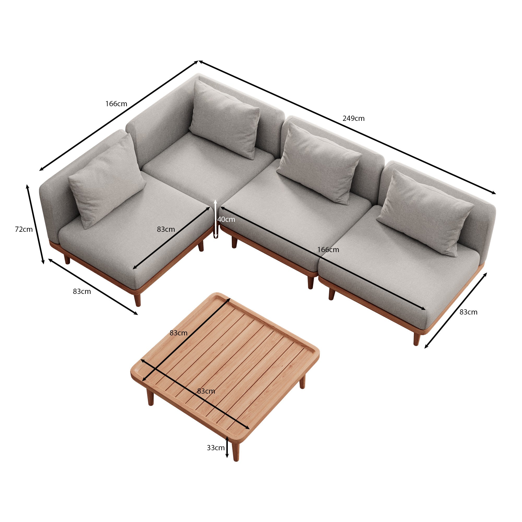Luxuriöses Nouri Eckmodul Gartensofa – Wetterfestes Sunbrella Outdoor Lounge Set