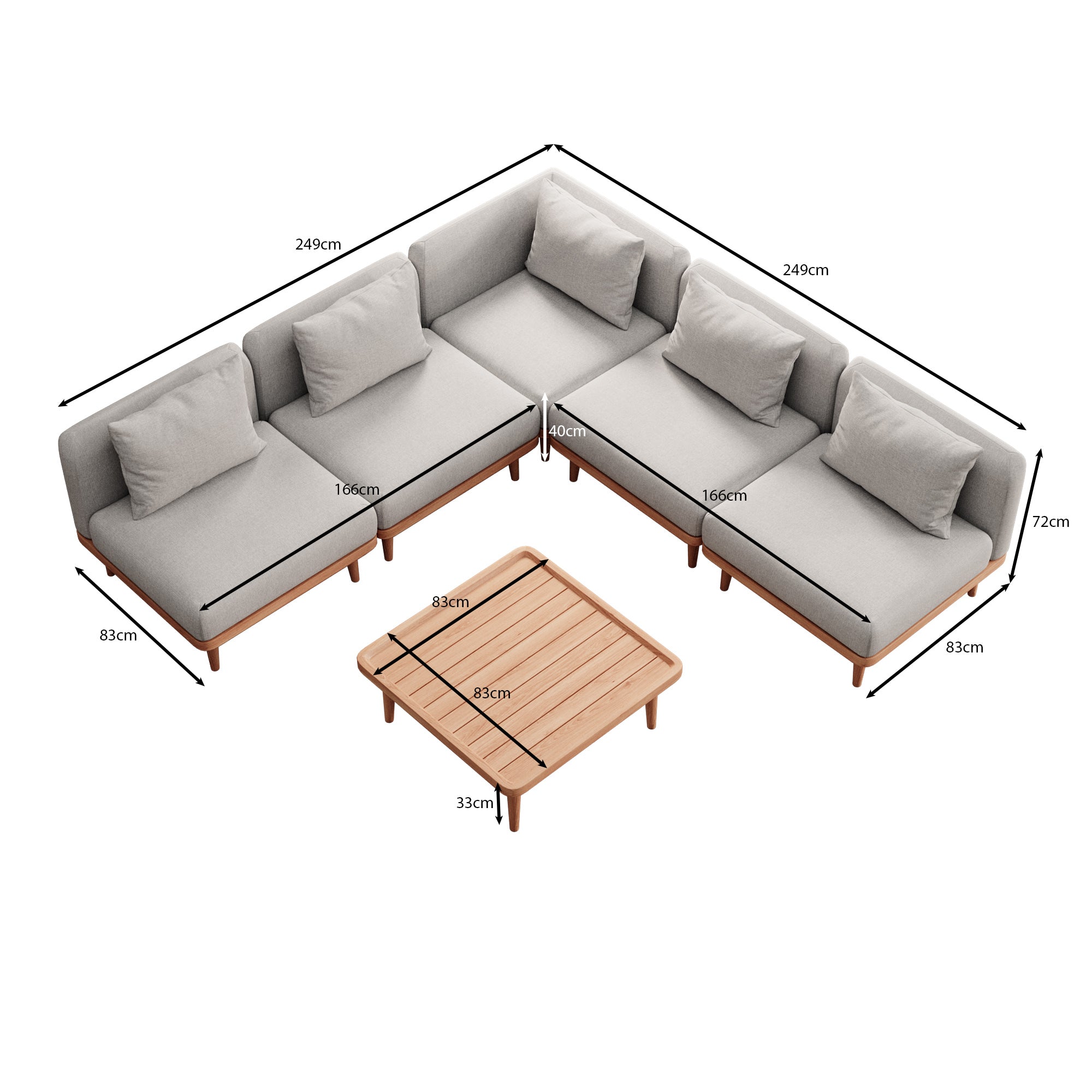Luxuriöses Nouri Aevora Gartenmodulsofa – Wetterfestes Sunbrella Outdoor Lounge Set