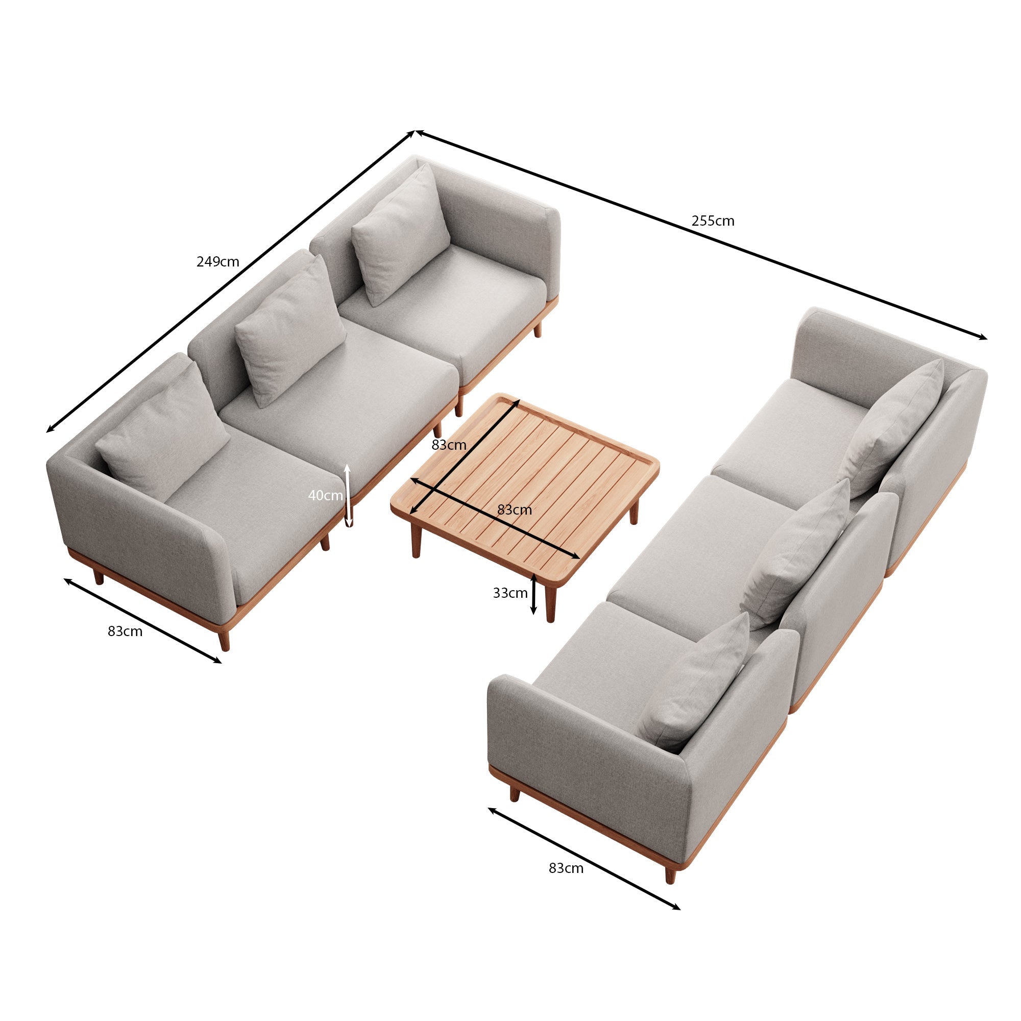 Nouri Aevora Luxus Outdoor Lounge Relaxgruppe – Modernes, Wetterfestes Gartensofa mit Sunbrella
