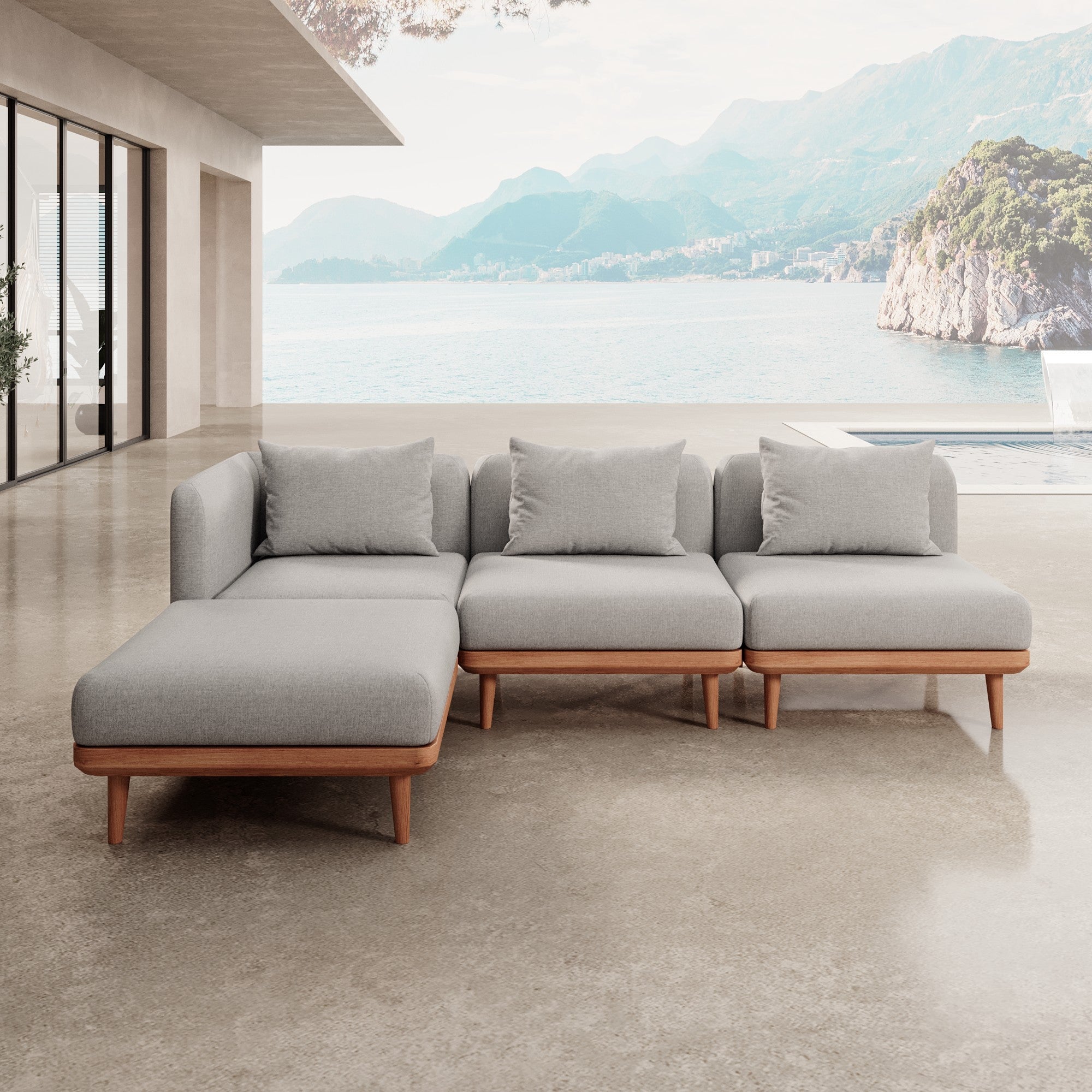 Nouri Aevora Ecklounge Modulgruppe: Wetterfestes Sunbrella Gartensofa für Außenbereich
