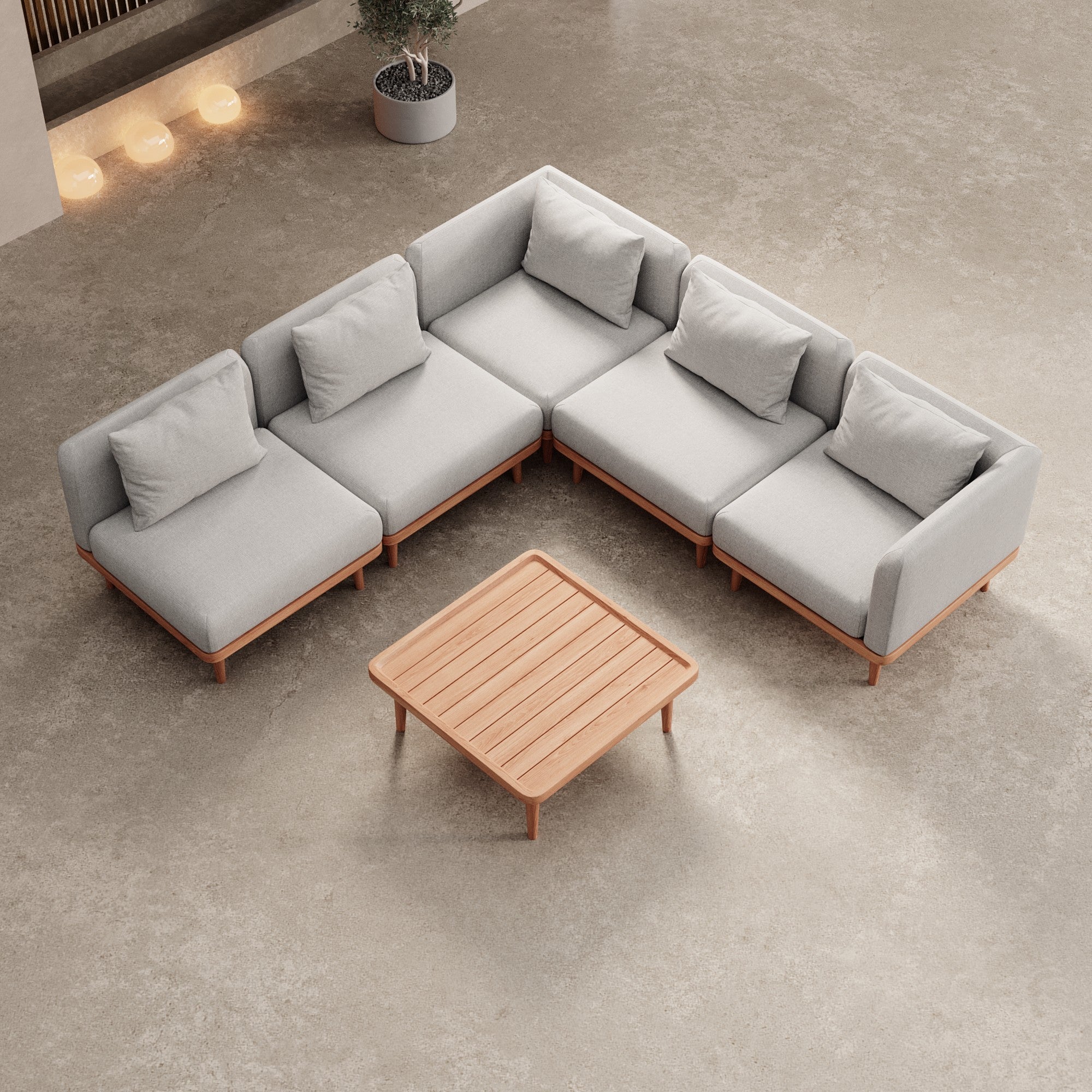Nouri Modulare Ecksofa-Lounge-Gruppe für Outdoor Sunbrella Stoff Luxuriöse Gartenmöbel