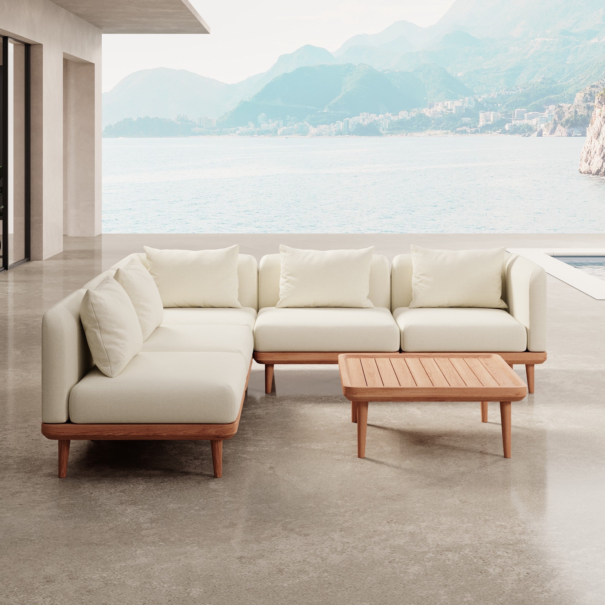 Nouri Modulare Ecksofa-Lounge-Gruppe für Outdoor Sunbrella Stoff Luxuriöse Gartenmöbel