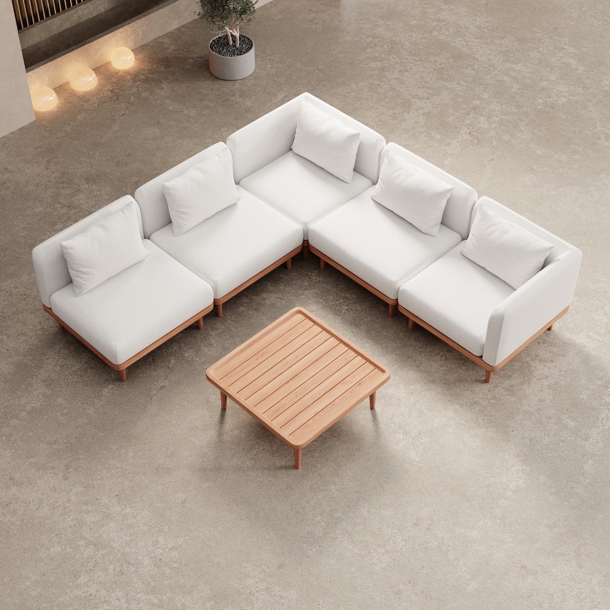 Nouri Modulare Ecksofa-Lounge-Gruppe für Outdoor Sunbrella Stoff Luxuriöse Gartenmöbel