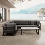 Lade das Bild in den Galerie-Viewer, Vayla L-Form Outdoor Loungesofa mit Tisch – Elegantes Aluminium Gartenmöbel Set

