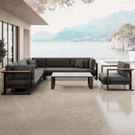 Lade das Bild in den Galerie-Viewer, Vayla Luxus Garten Loungegruppe: Ecksofa, Sessel, Tisch – Robustes Aluminium Outdoor-Set
