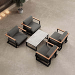 Lade das Bild in den Galerie-Viewer, Vayla Luxus Outdoor Lounge Set: 4 Aluminium Sessel &amp; Tisch, wetterfest
