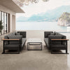 Vayla Modernes Outdoor Lounge Set: 2 Aluminium Zweisitzer, Tisch – Sunbrella Stoff Bezüge