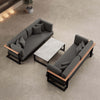 Vayla Modernes Outdoor Lounge Set: 2 Aluminium Zweisitzer, Tisch – Sunbrella Stoff Bezüge