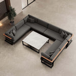 Lade das Bild in den Galerie-Viewer, Vayla Luxus U-förmige Outdoor-Wohnlandschaft mit elegantem Aluminiumtisch für Garten
