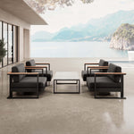 Lade das Bild in den Galerie-Viewer, Vayla Luxus Outdoor Lounge Set: 4 Aluminium Sessel &amp; Tisch, wetterfest
