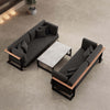 Vayla Modernes Outdoor Lounge Set: 2 Aluminium Zweisitzer, Tisch – Sunbrella Stoff Bezüge