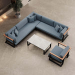 Lade das Bild in den Galerie-Viewer, Vayla Luxus Garten Loungegruppe: Ecksofa, Sessel, Tisch – Robustes Aluminium Outdoor-Set

