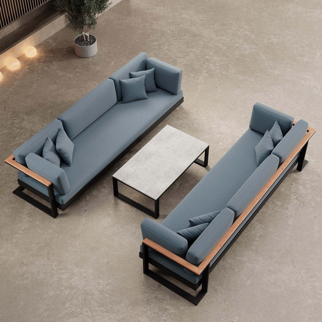 Vayla Luxus Outdoor Lounge Set: 2 Dreisitzer, Tisch, Aluminium, Sunbrella® Polster