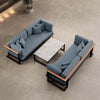 Vayla Modernes Outdoor Lounge Set: 2 Aluminium Zweisitzer, Tisch – Sunbrella Stoff Bezüge