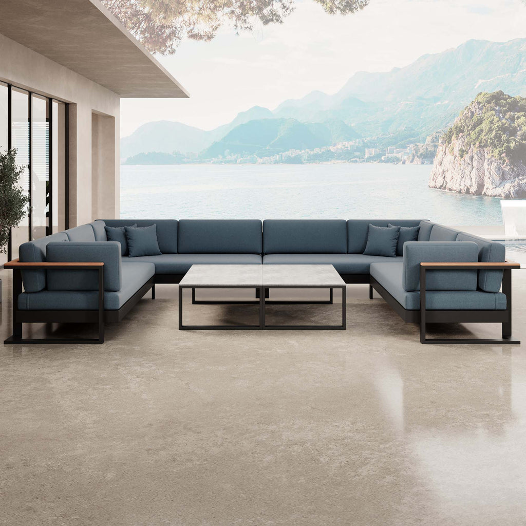 Vayla Luxus U-förmige Outdoor-Wohnlandschaft mit elegantem Aluminiumtisch für Garten