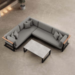 Lade das Bild in den Galerie-Viewer, Vayla L-Form Outdoor Loungesofa mit Tisch – Elegantes Aluminium Gartenmöbel Set
