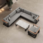Lade das Bild in den Galerie-Viewer, Vayla Luxus Garten Loungegruppe: Ecksofa, Sessel, Tisch – Robustes Aluminium Outdoor-Set
