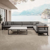 Luxuriöse Vayla Sunbrella Outdoor-Wohnlandschaft mit Doppeltisch und Ecksofa – Premium Aluminium Gartenlounge