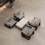 Lade das Bild in den Galerie-Viewer, Vayla Luxus Outdoor Lounge Set: 4 Aluminium Sessel &amp; Tisch, wetterfest
