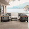 Vayla Modernes Outdoor Lounge Set: 2 Aluminium Zweisitzer, Tisch – Sunbrella Stoff Bezüge