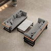 Vayla Modernes Outdoor Lounge Set: 2 Aluminium Zweisitzer, Tisch – Sunbrella Stoff Bezüge