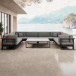 Lade das Bild in den Galerie-Viewer, Vayla Luxus U-förmige Outdoor-Wohnlandschaft mit elegantem Aluminiumtisch für Garten
