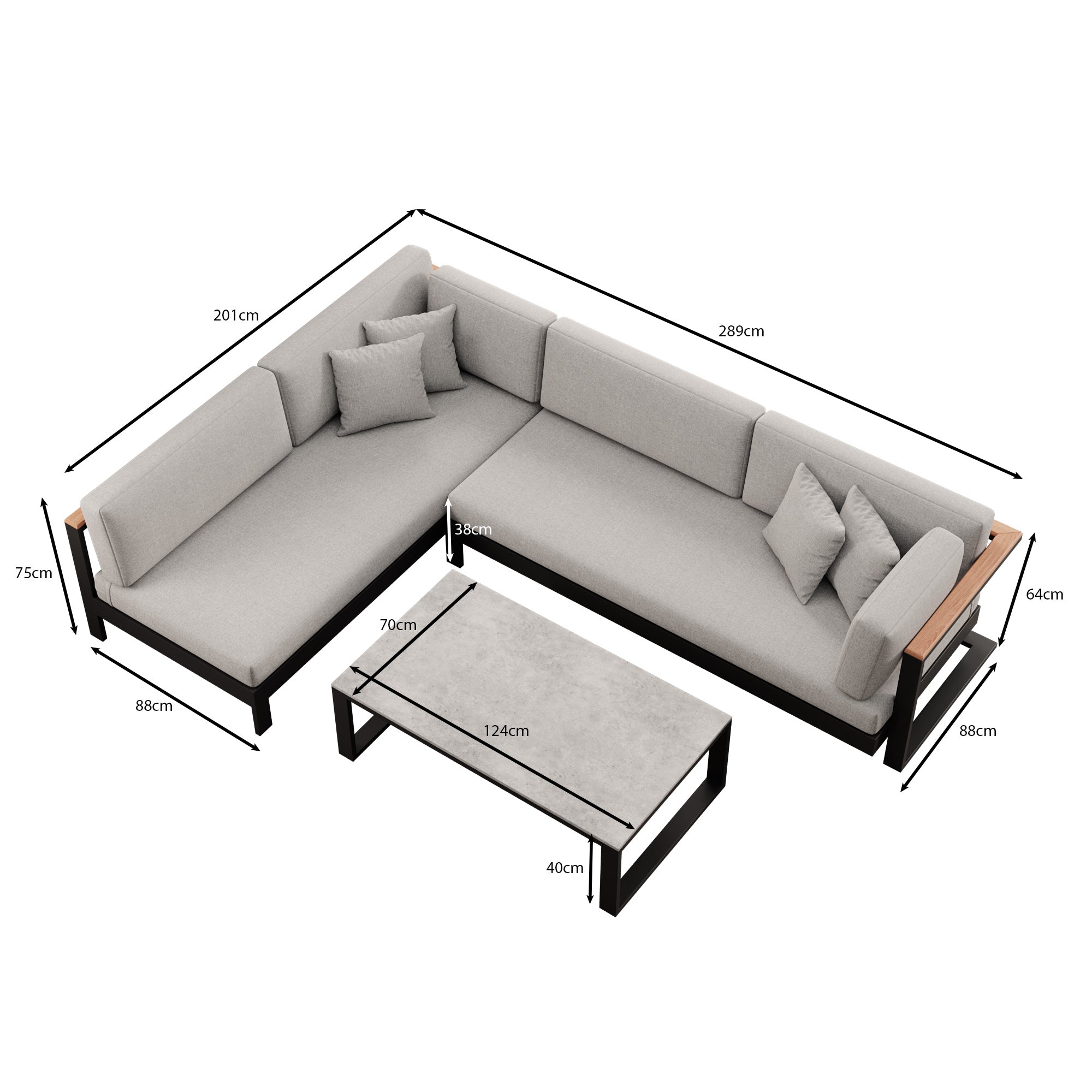 Luxuriöse Vayla Ecklounge Gartenmöbel Set mit Sunbrella® Polstern & Aluminiumrahmen