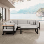 Lade das Bild in den Galerie-Viewer, Vayla L-Form Outdoor Loungesofa mit Tisch – Elegantes Aluminium Gartenmöbel Set
