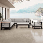 Lade das Bild in den Galerie-Viewer, Vayla Luxus Garten Loungegruppe: Ecksofa, Sessel, Tisch – Robustes Aluminium Outdoor-Set
