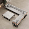 Luxuriöse Vayla Sunbrella Outdoor-Wohnlandschaft mit Doppeltisch und Ecksofa – Premium Aluminium Gartenlounge