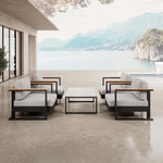 Lade das Bild in den Galerie-Viewer, Vayla Luxus Outdoor Lounge Set: 4 Aluminium Sessel &amp; Tisch, wetterfest
