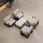 Lade das Bild in den Galerie-Viewer, Vayla Luxus Outdoor Lounge Set: 4 Aluminium Sessel &amp; Tisch, wetterfest

